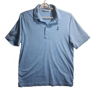 Travis Mathew Golf Polo Shirt Martini INTERNATIONAL LOGO Mens Blue Size L‎